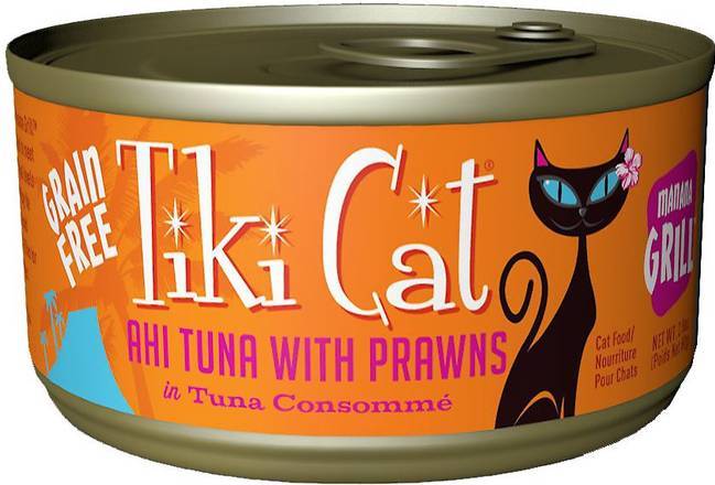 Tiki Tiki Cat Manana Grill Ahi Tuna With Prawns in Tuna Consomme Grain-Free Canned Cat Food, 2.8-oz