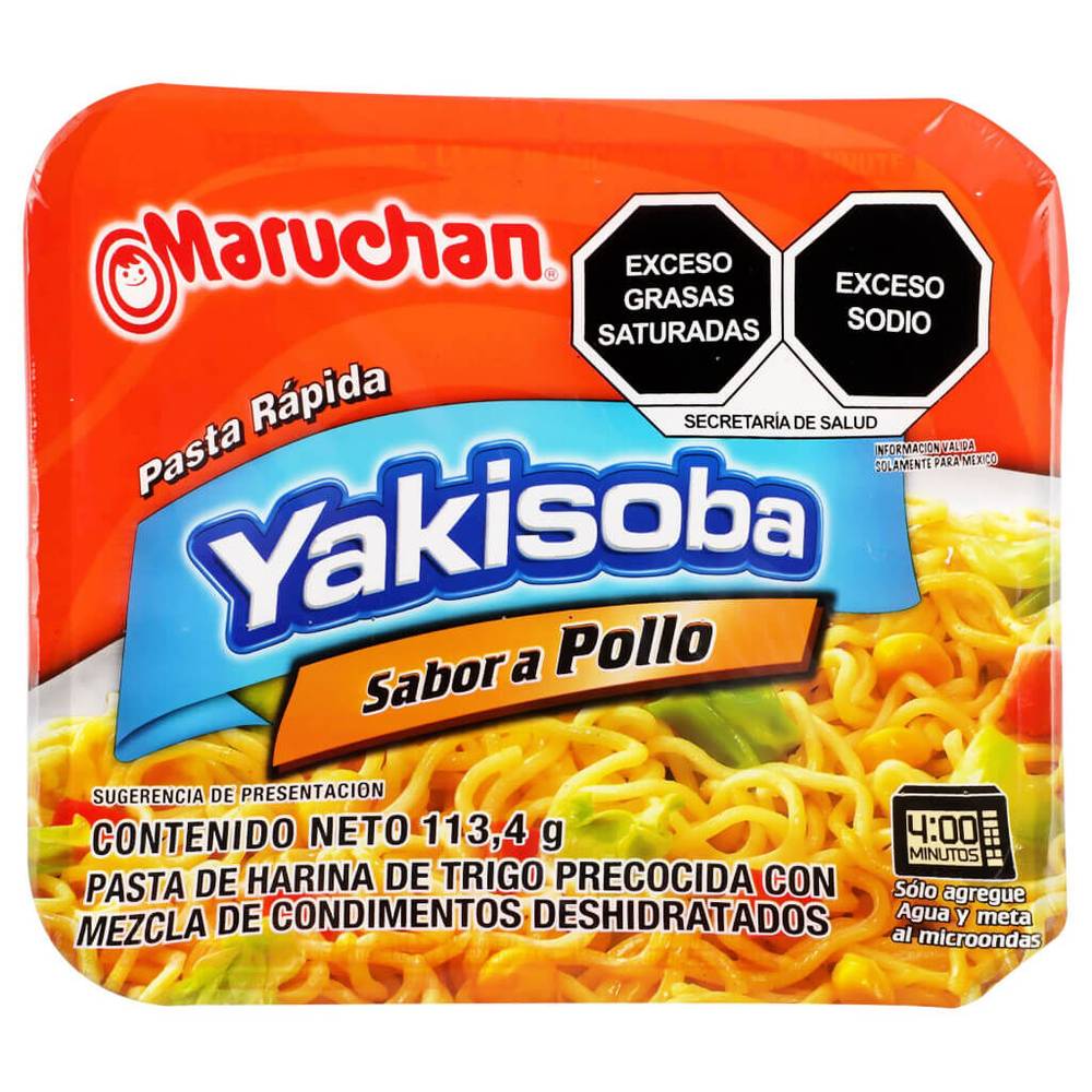 Maruchan sopa instantánea yakisoba de pollo (charola 113.4 g)