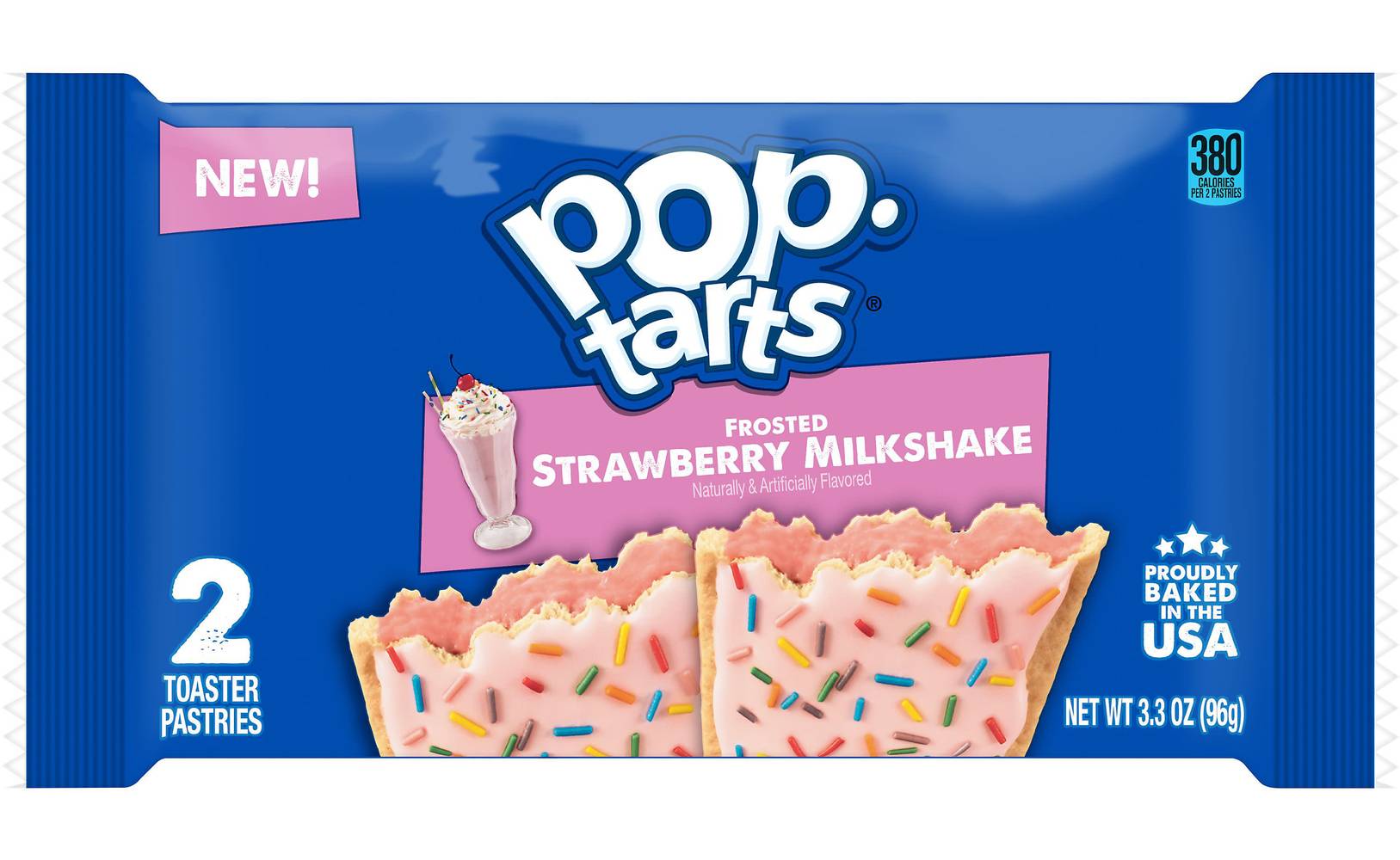 Pop-Tarts Toaster Pastries, Frosted Strawberry Milkshake (3.3 oz, 2 ct)