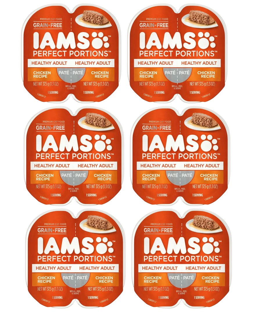 6 Ct Iams Perfect Portions Chicken Pate Adult Wet Cat Food 2.6oz