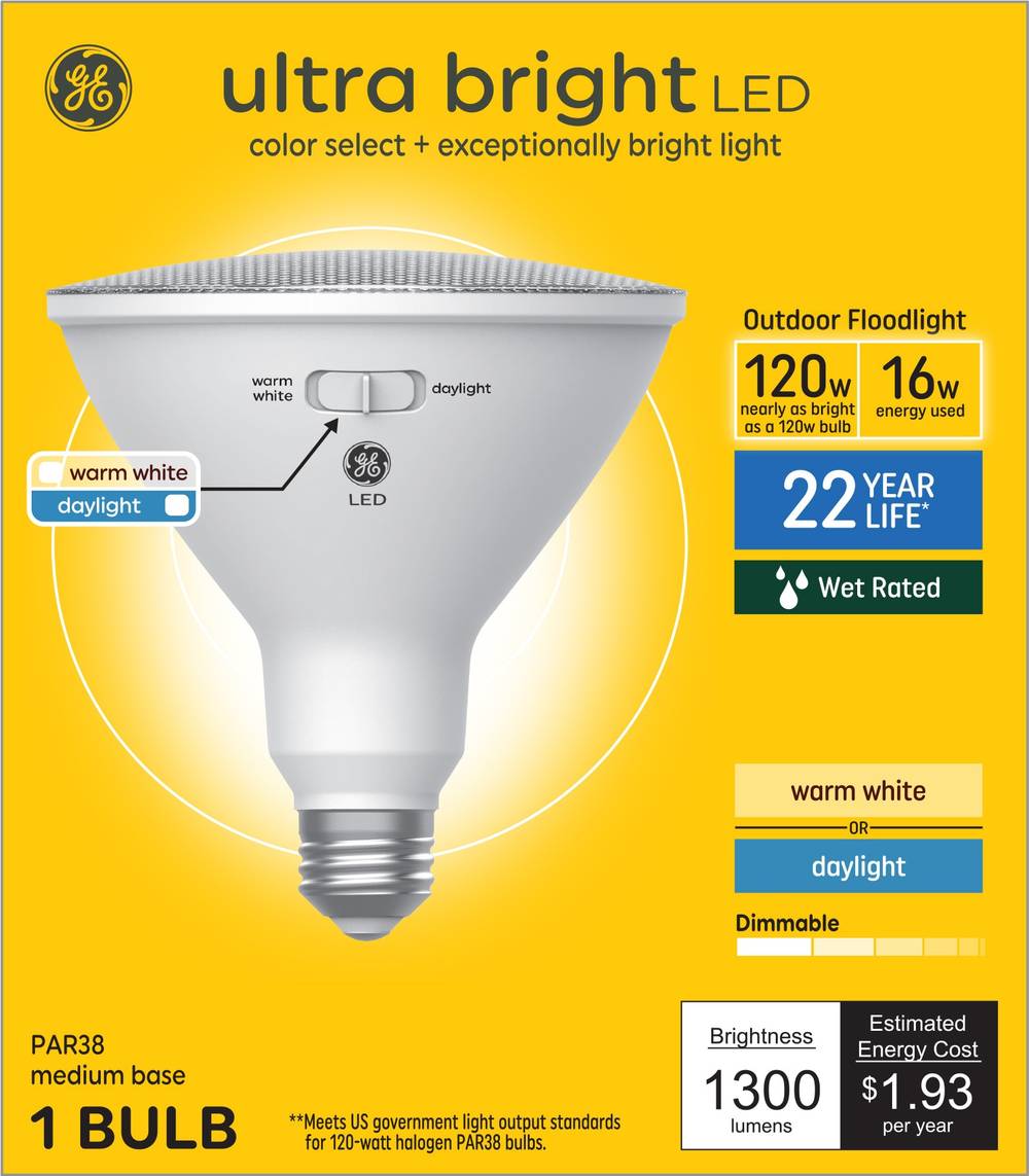 GE 120-Watt EQ PAR38 Warm White Medium Base (e-26) Dimmable LED Spot and Flood Light Bulb | 93130748