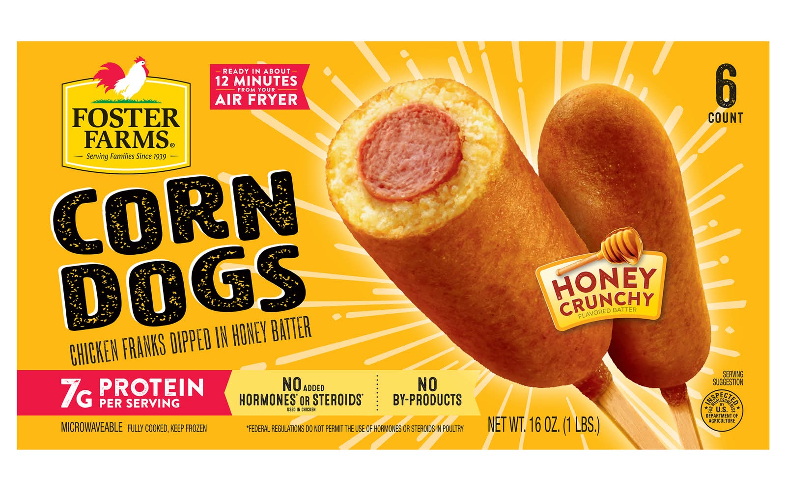 Foster Farms Honey Crunchy Chicken Corn Dogs (16 oz, 6 ct)