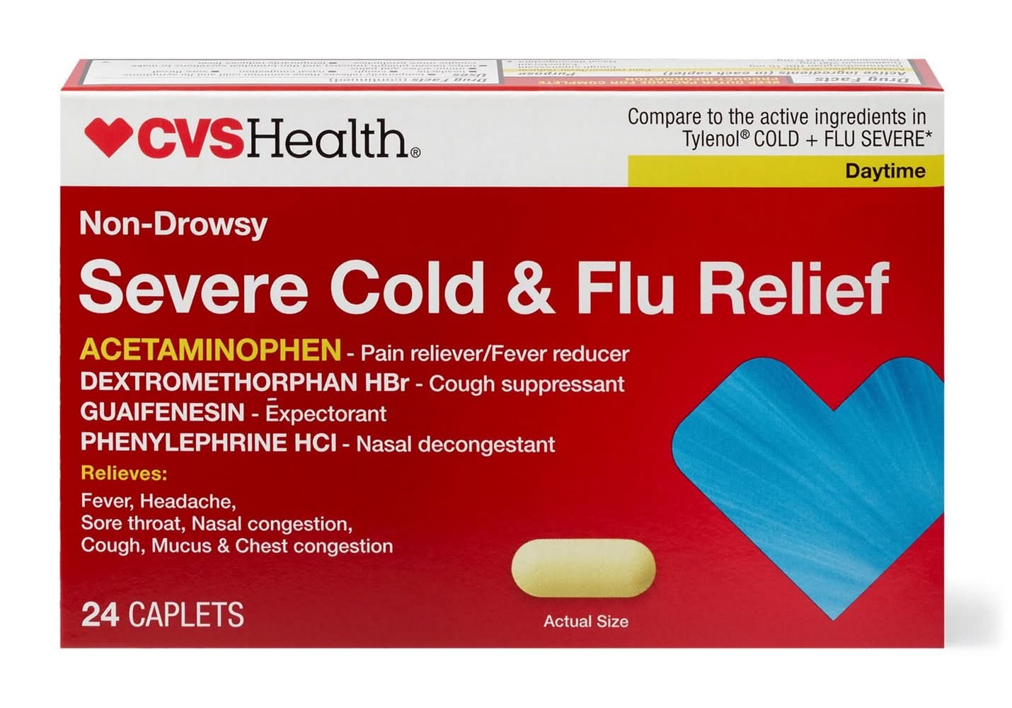 CVS Health Non Drowsy Sever Cold & Flu Relief Caplets (24 ct)