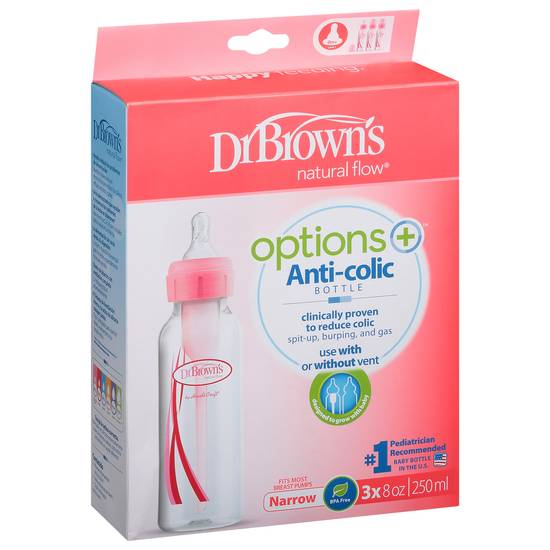 Dr. Brown's Natural Flow 8 Ounce Options+ Anti-Colic Bottle (3 ct)