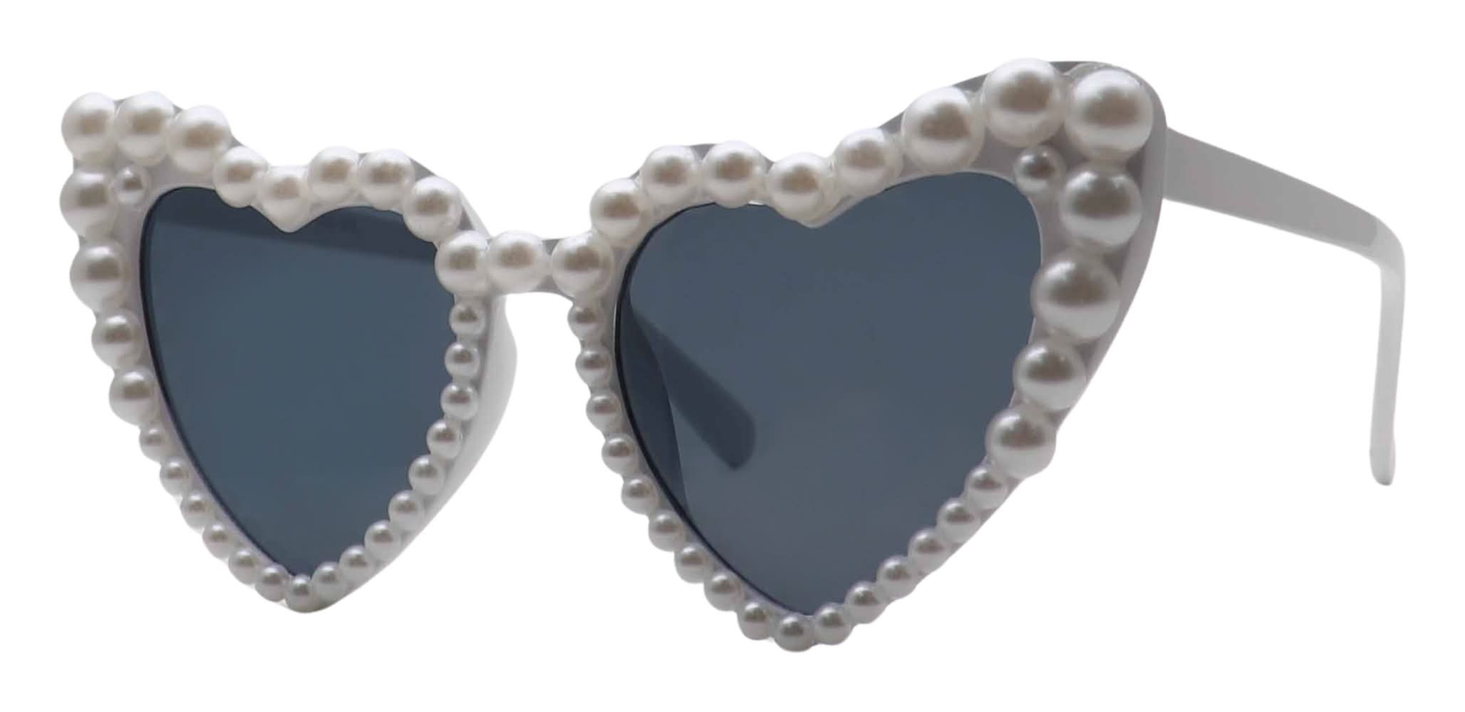 Women's Pearly Heart Sunglasses White