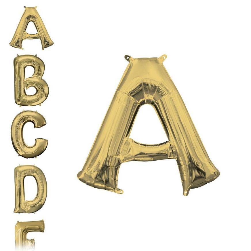Uninflated 13in Air-Filled White Gold Letter Balloon (A)