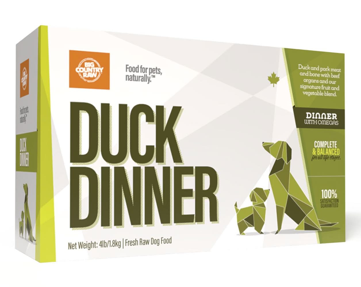 Big Country Raw Duck Dinner Carton Dog Food, 4 lb