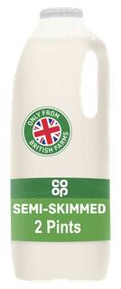 Co-op British Fresh Semi-Skimmed Milk 2 Pints 1.136L