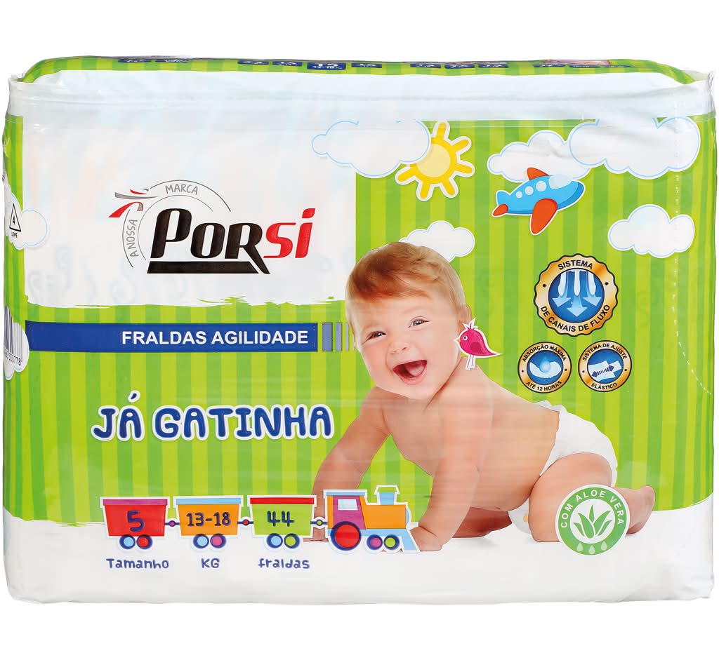 Porsi - Fraldas agility T5 de 13 a 18 kg, 44 unidades