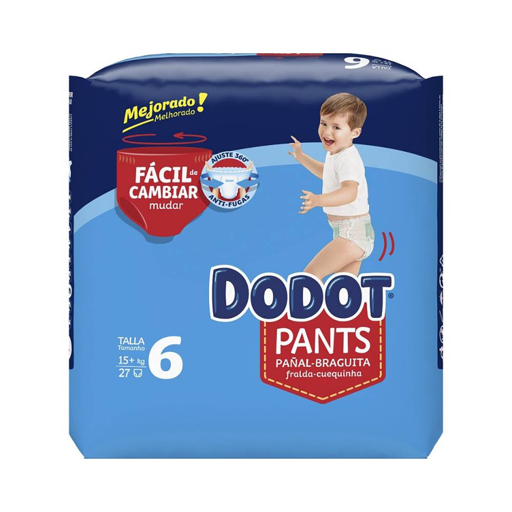 Dodot Pants Pañal-Braguita Talla 6, 27 Pañales, 15kg+