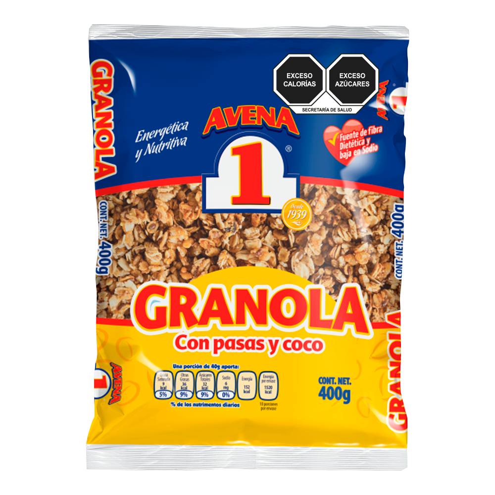 N1 granola con pasas y coco (400 g)
