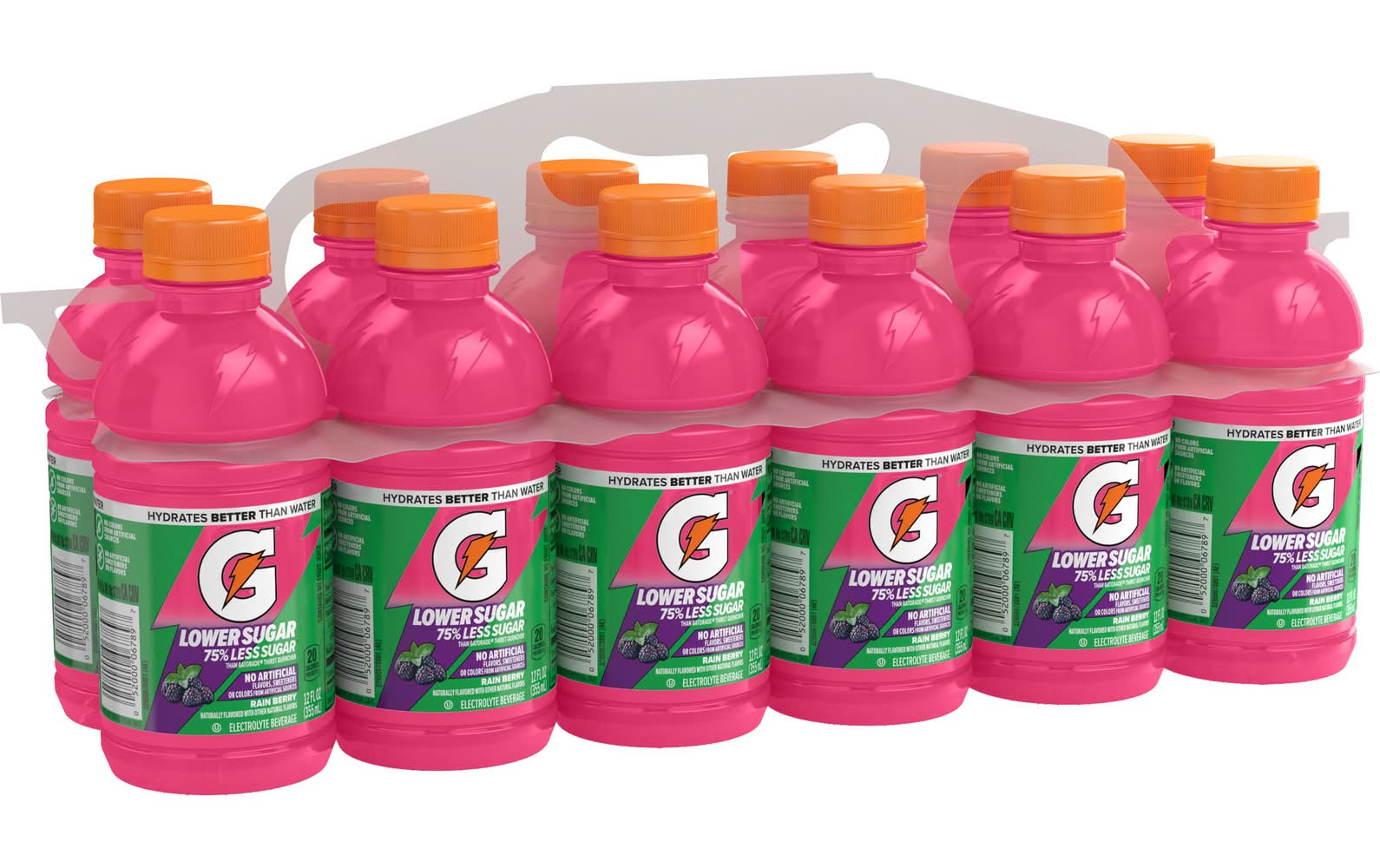Gatorade Lower Sugar Electrolyte Sports Drink, Rain Berry (12 x 144 fl oz)