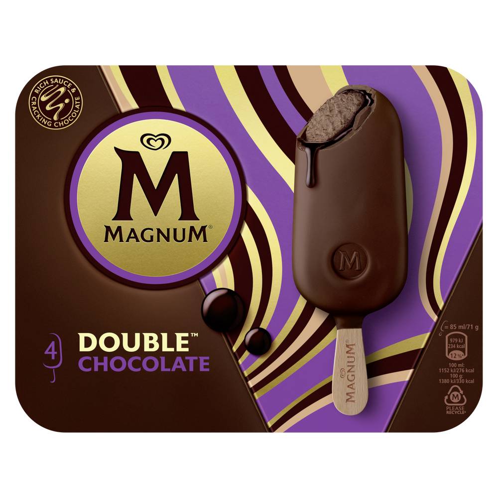 Magnum - Glace bâtonnet double chocolat (4 pièces)