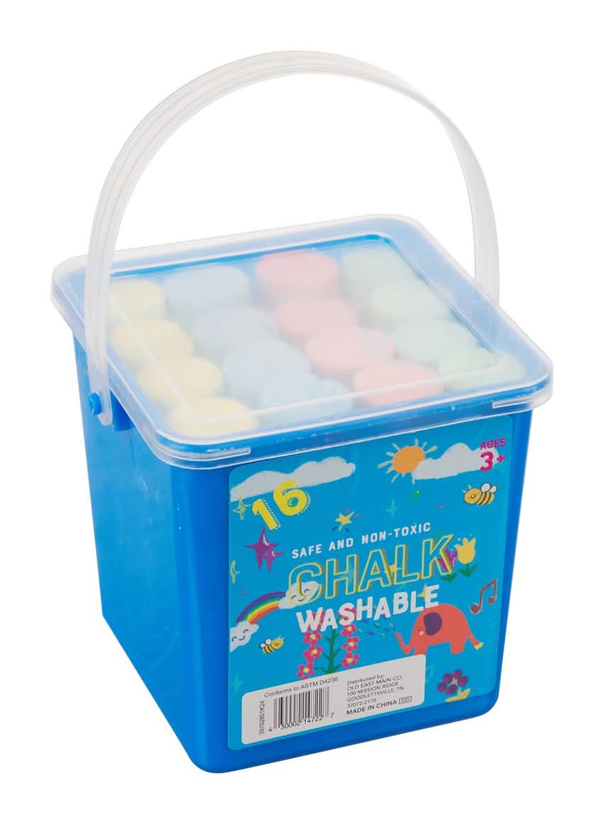 Washable Sidewalk Chalk With Bucket Ages 3+ Years (16 ct)