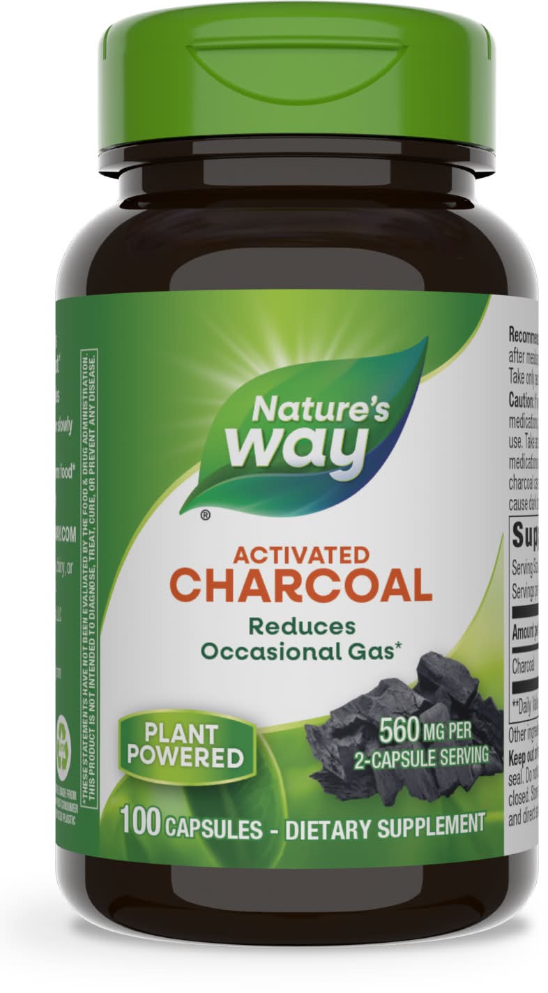 Nature's Way Charcoal Activated 560 mg Dietary Supplement Capsules (4 oz, 100 ct)