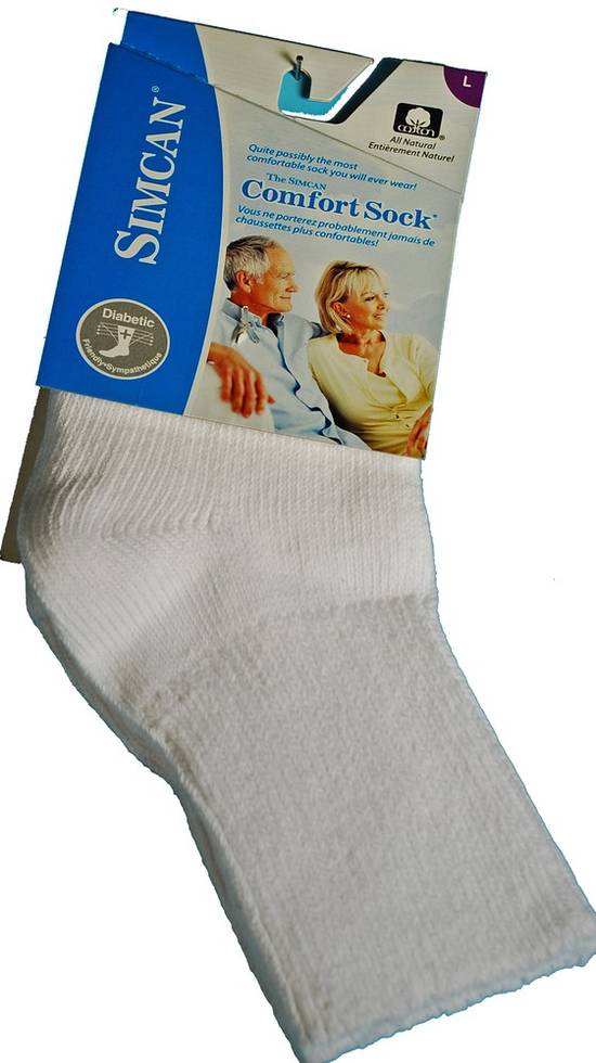 Simcan Comfort Low Rise Socks Large White (1.0 pr)
