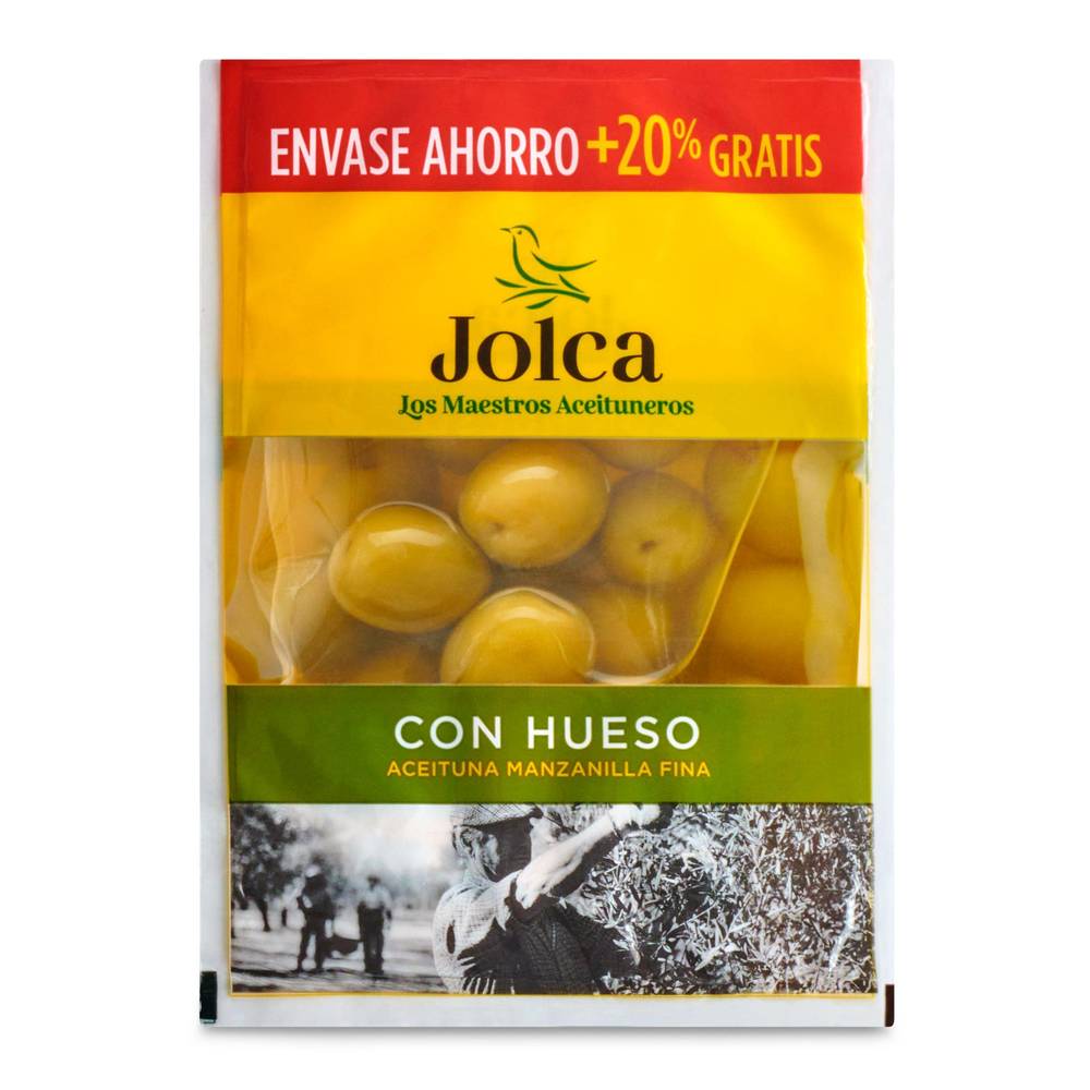 Aceitunas Verdes Con Hueso Jolca Bolsa 120 G