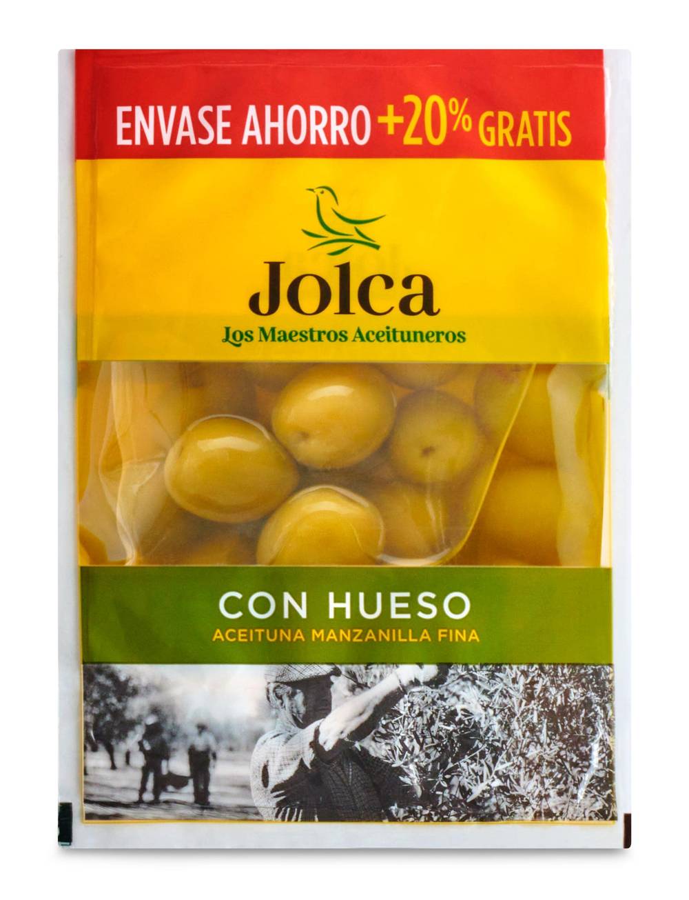 Aceitunas Verdes Con Hueso Jolca Bolsa 120 G