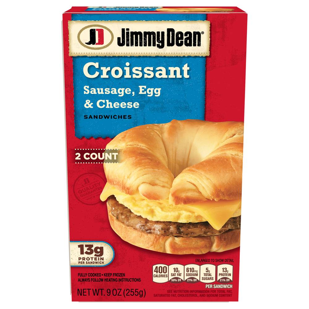 Jimmy Dean Croissant Sausage Egg & Cheese Sandwiches (9 oz, 2 ct)