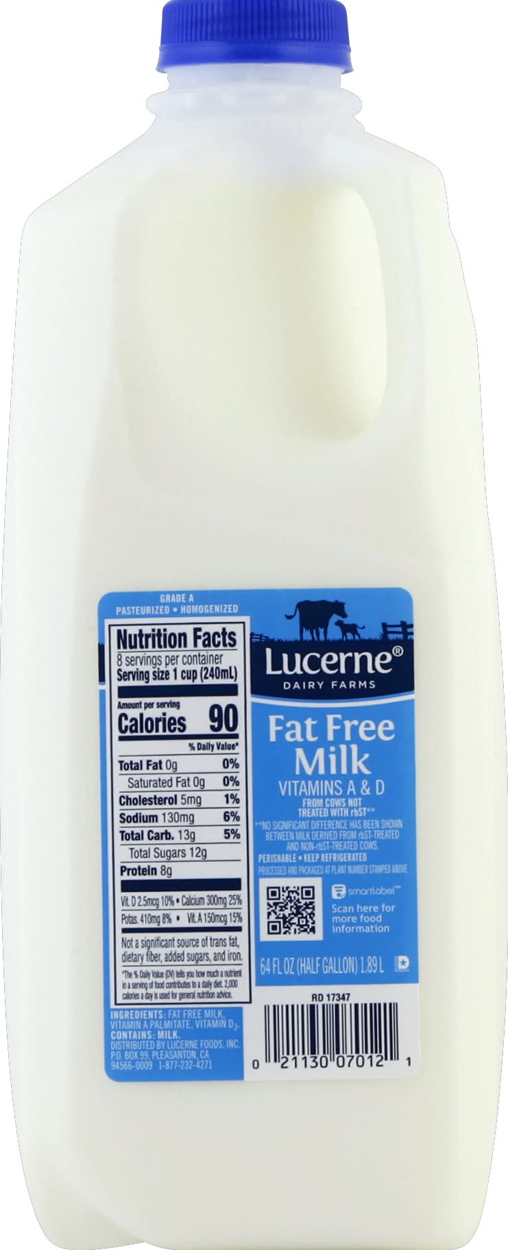 Lucerne Dairy Farms Fat Free Milk (64 fl oz)