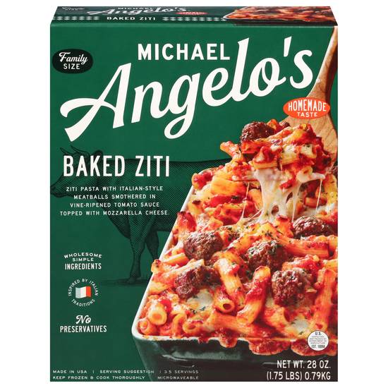 Michael Angelo's Family Size Baked Ziti With Meatballs