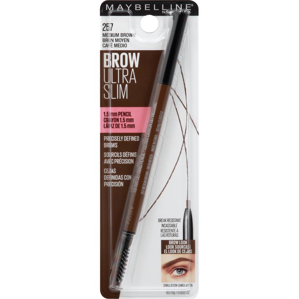 Maybelline 257 Medium Brown Ultra Slim Eyebrow Pencil (90 mg)