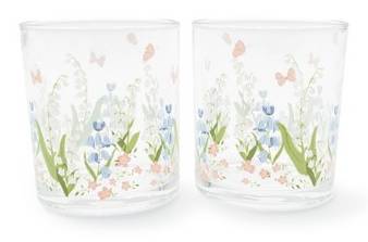 Bullseye's Playground Spring Glass Tumblers 25 oz, Floral (2 pack)