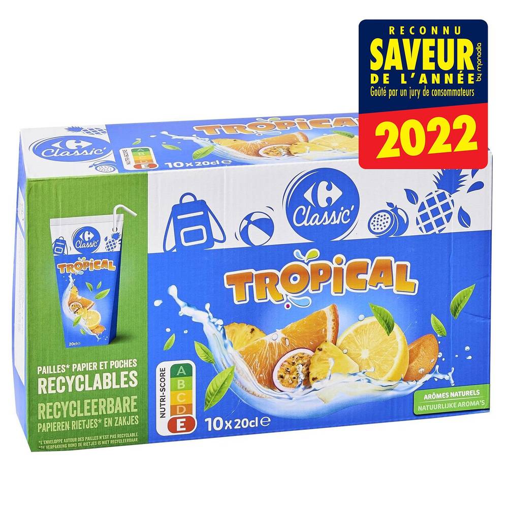 Carrefour Classic' - Boisson rafraîchissante saveur tropical (10 pièces, 200 ml)