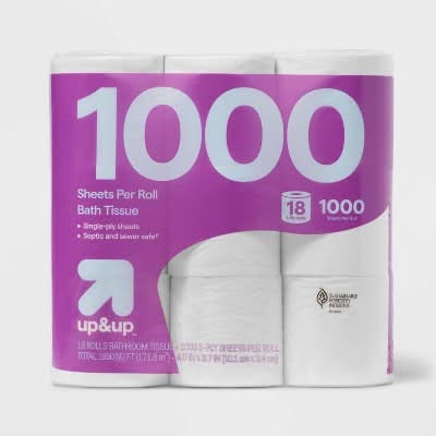 up&up Soft & Strong Toilet Paper, 4x3.7 in (18 ct)