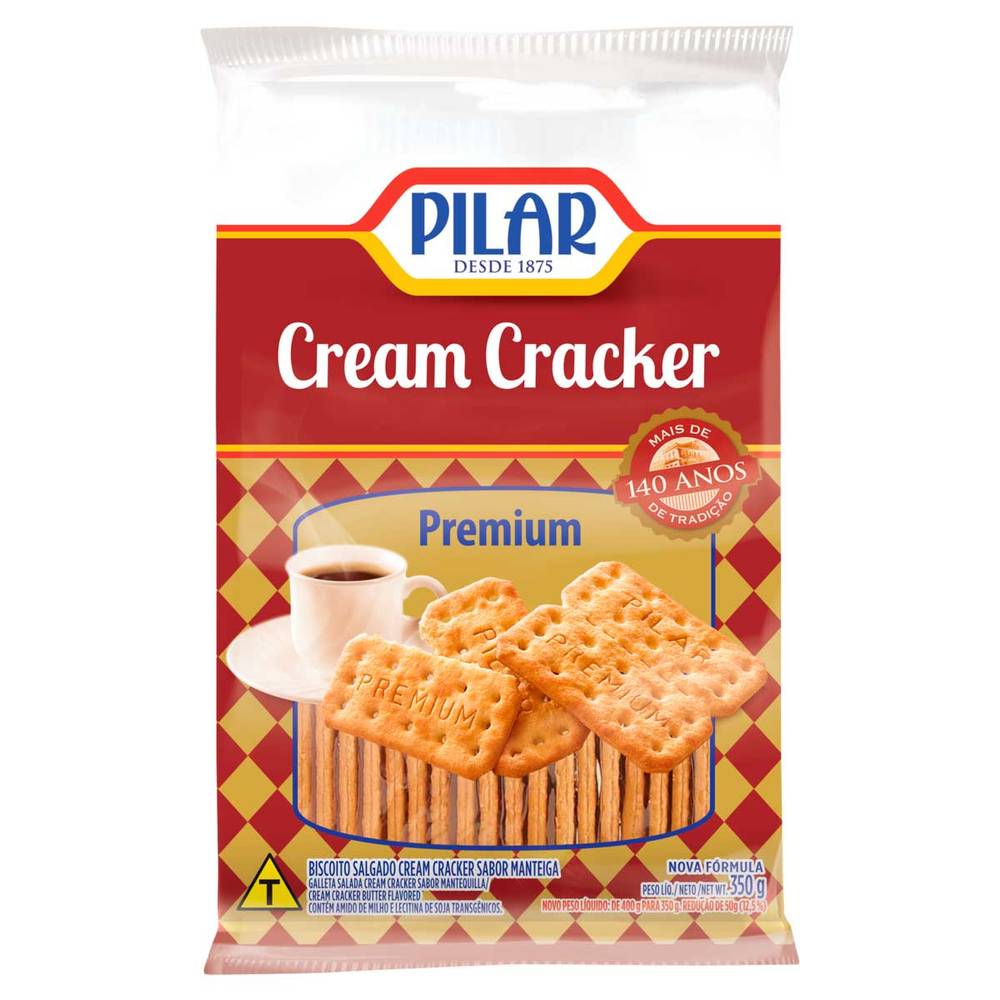 Pilar biscoito salgado cream cracker premium sabor manteiga (350g)