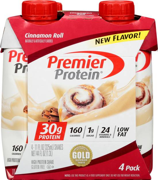 Premier Protein Cinnamon Roll High Protein Shakes (4 x 11 fl oz)