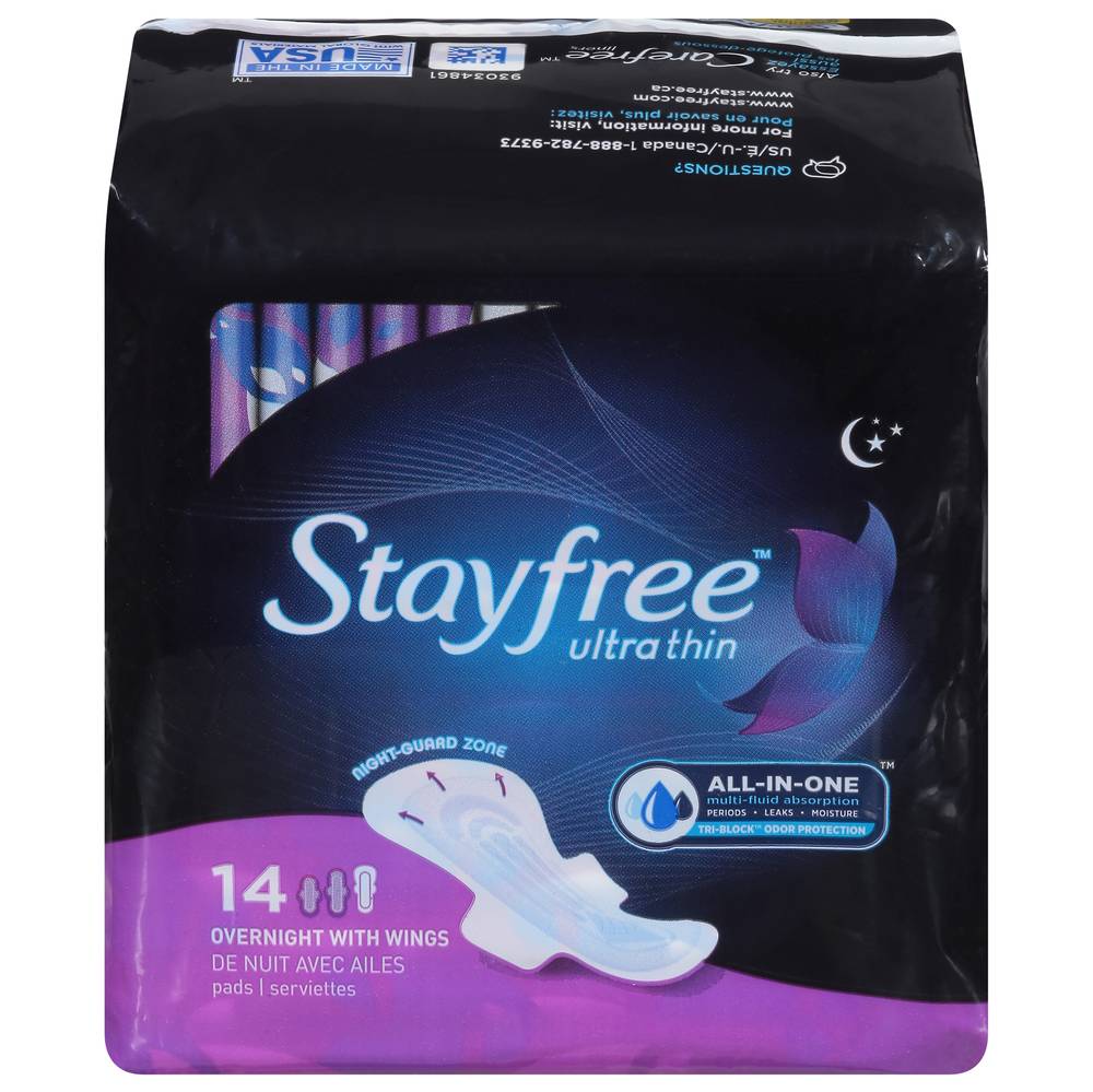 Stayfree Ultra Thin All-In-One Pads (14 ct)