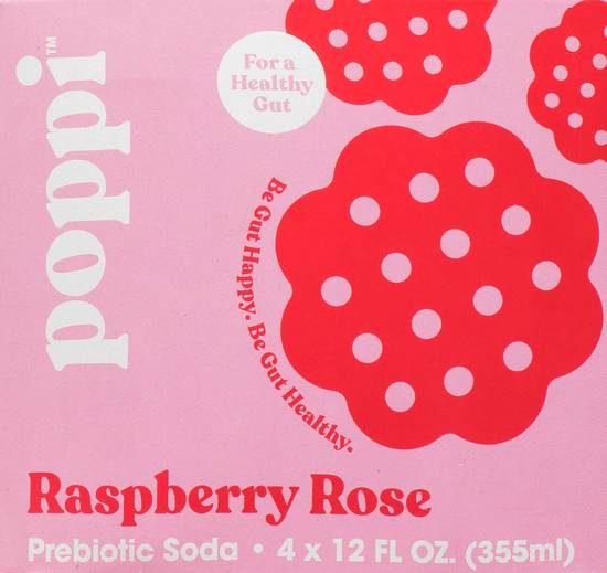 Poppi Raspberry Rose Prebiotic Soda (12 ct, 12 fl oz)