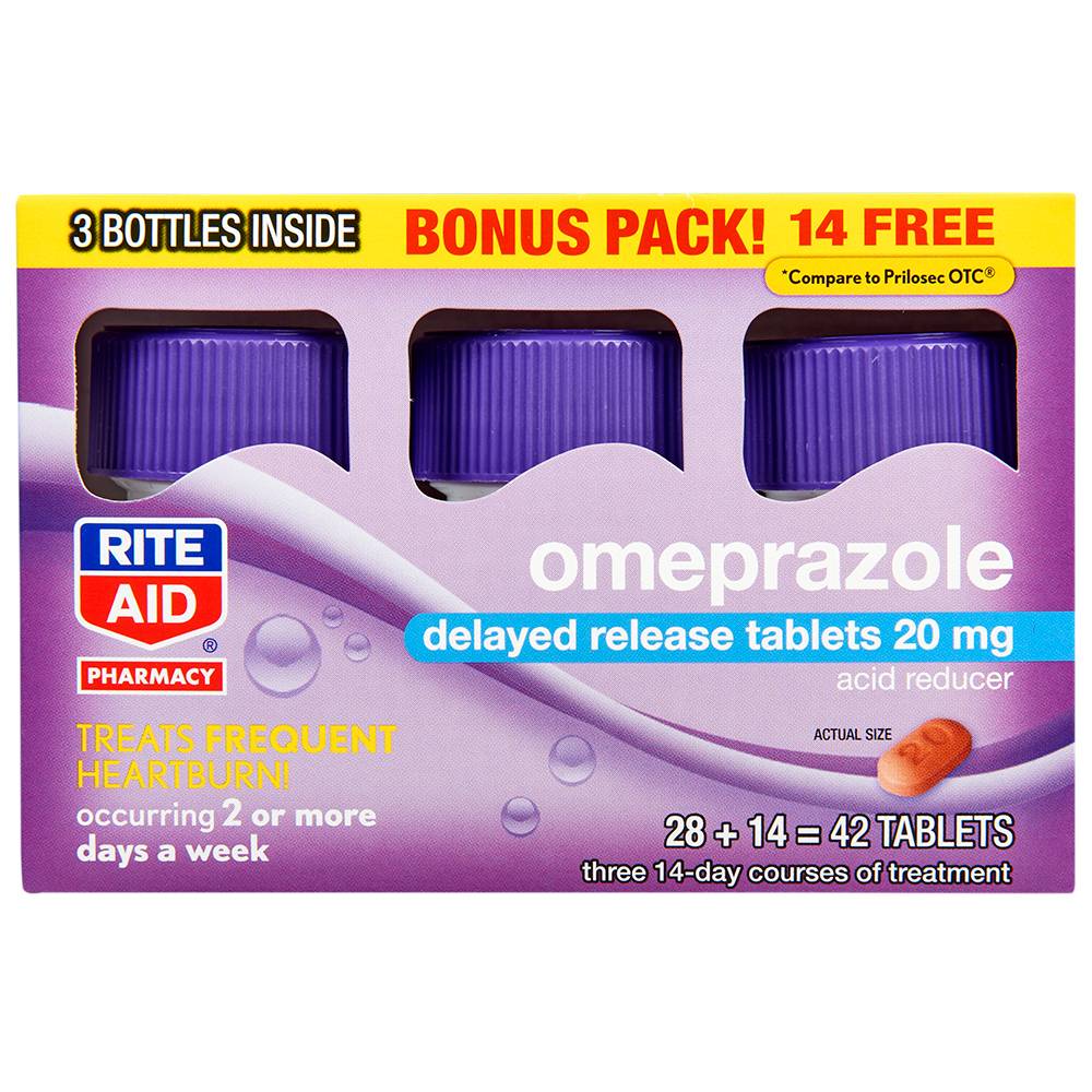 Rite Aid Acid Reducer Omeprazole Delayed Release Tablets 20 mg (14 ct)