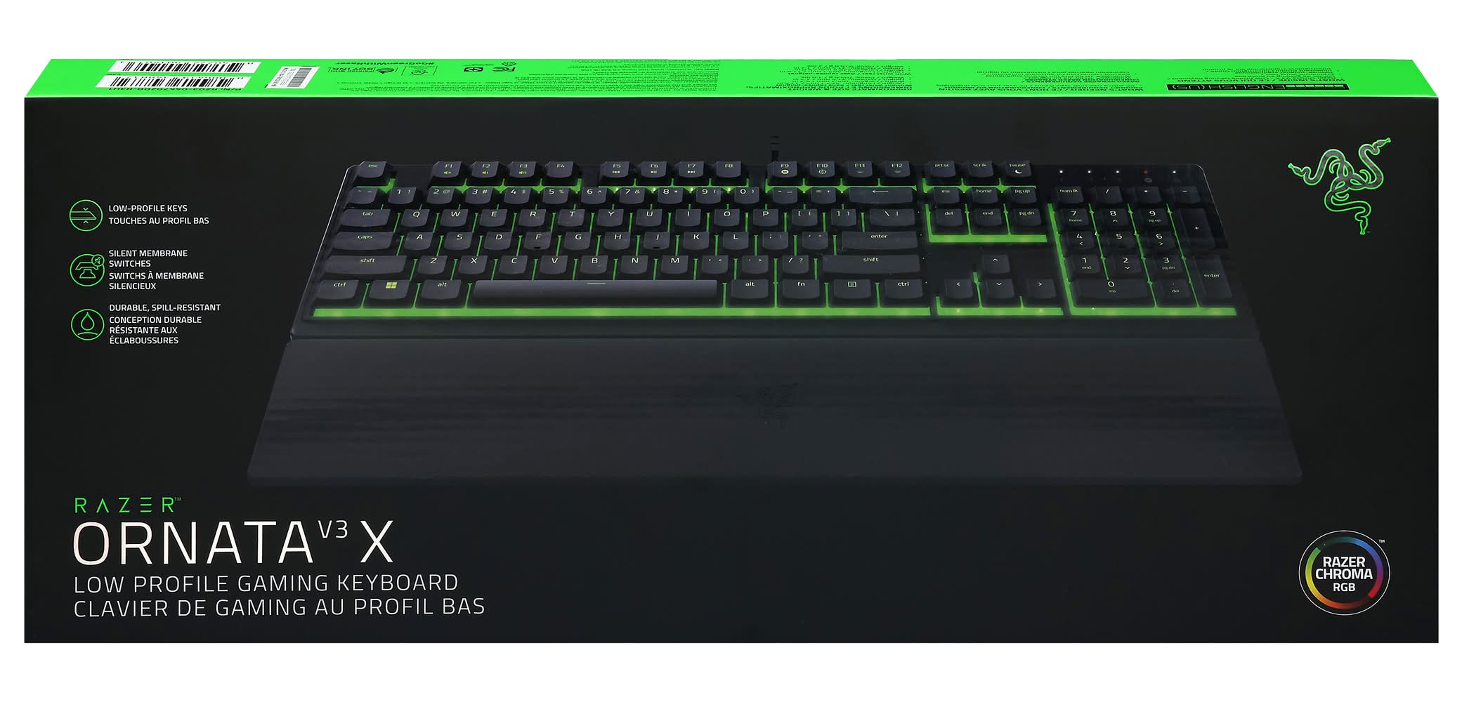 Razer Ornata V3 X Ergonomic Gaming Keyboard, Black