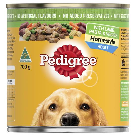 Pedigree Homestyle Lamb Pasta & Vegies Adult Wet Dog Food Can 700g