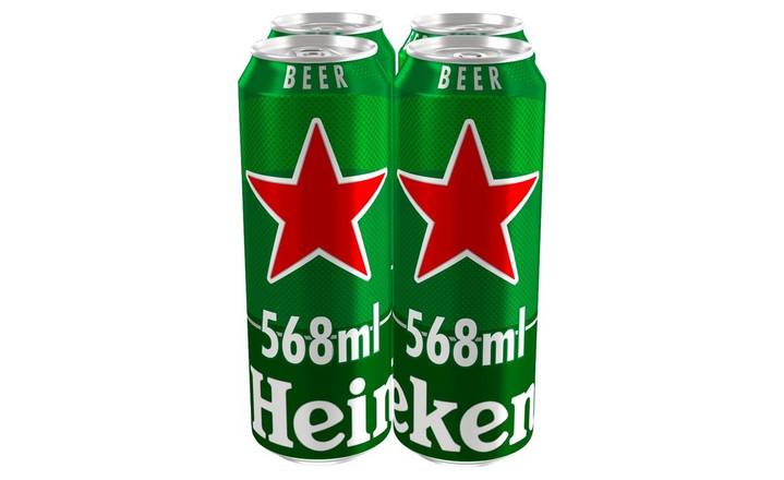 Heineken Lager Beer 4 x 568ml Cans (403003)