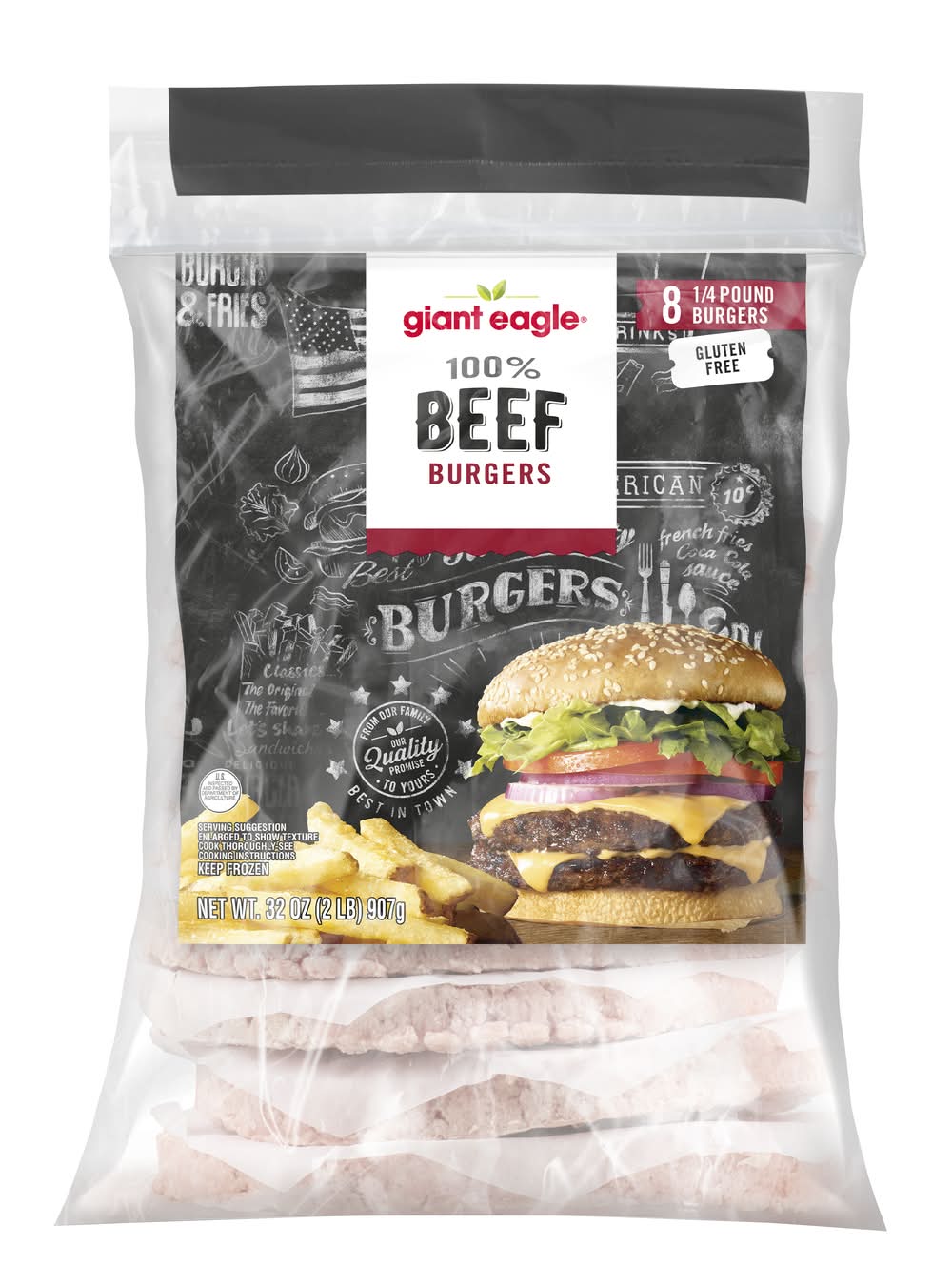 Giant Eagle 100% Beef Burgers (32 oz)