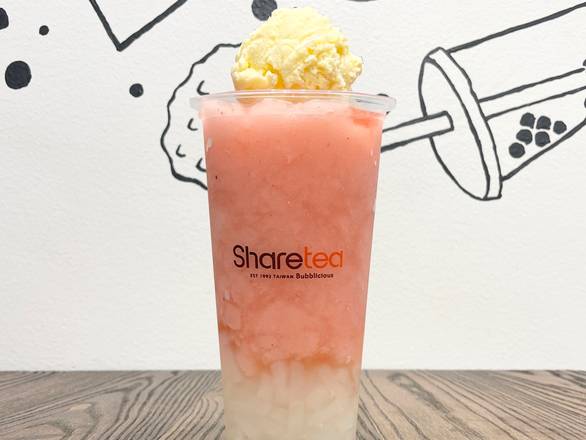 (45) Strawberry Ice Blended with Lychee Jelly & Ice Cream