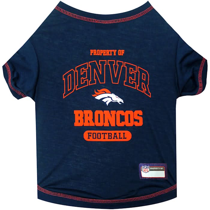 Pets First Nfl Afc Denver Broncos T-Shirt For Dogs, S, Orange/Blue