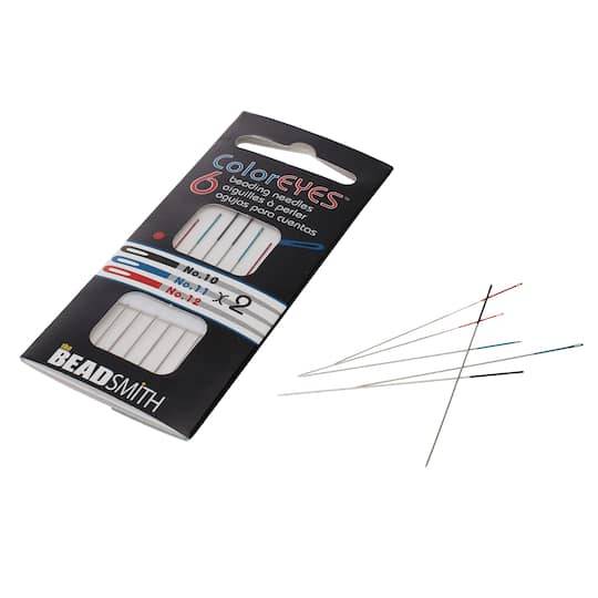 The Beadsmith Coloreyes Beading Needle Set, 2.125" x 1/8" / 5.4cm x 0.32cm (6 ct)