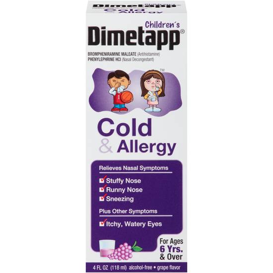 Children�s Dimetapp Cold & Allergy Liquid, Grape Flavor, 4 Fl Oz