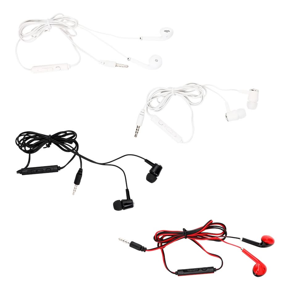 E-Circuit Metallic Swirl Earbuds With Microphones, 48 in, Black/White