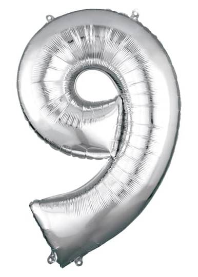 Inflated 34" Silver Number Mylar Balloon