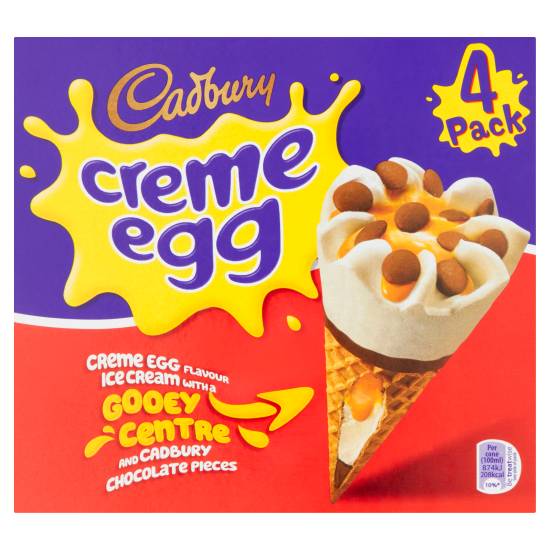 Cadbury Biscuit Cone Creme Egg Fondant Sauce With Ice Cream (vanilla - milk chocolate)