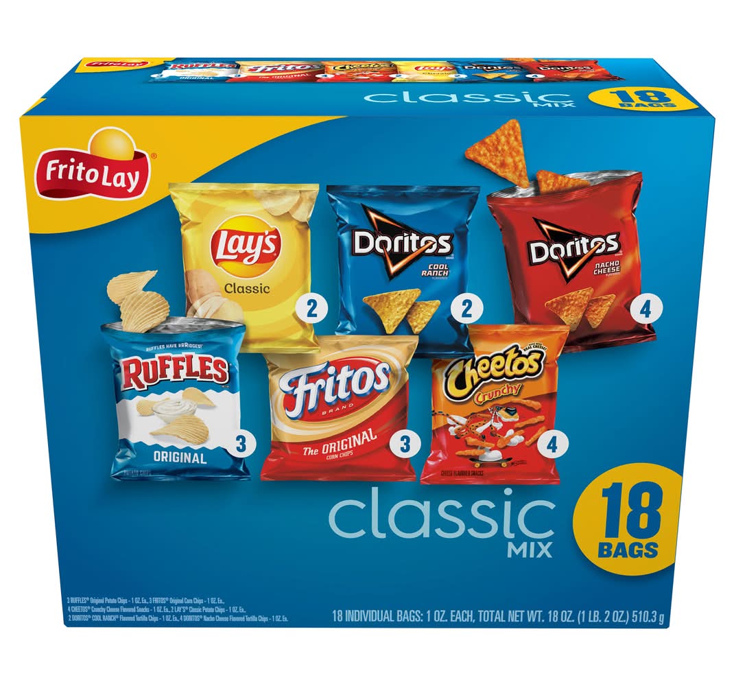 Frito-Lay Variety pack Chips, Classic Mix (18 x 1 oz)