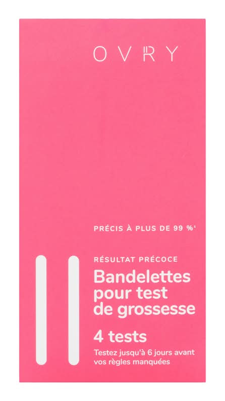 Ovry bandelettes pour test de grossesse (4 unités) - ovry pregnancy test strips (4 ct)