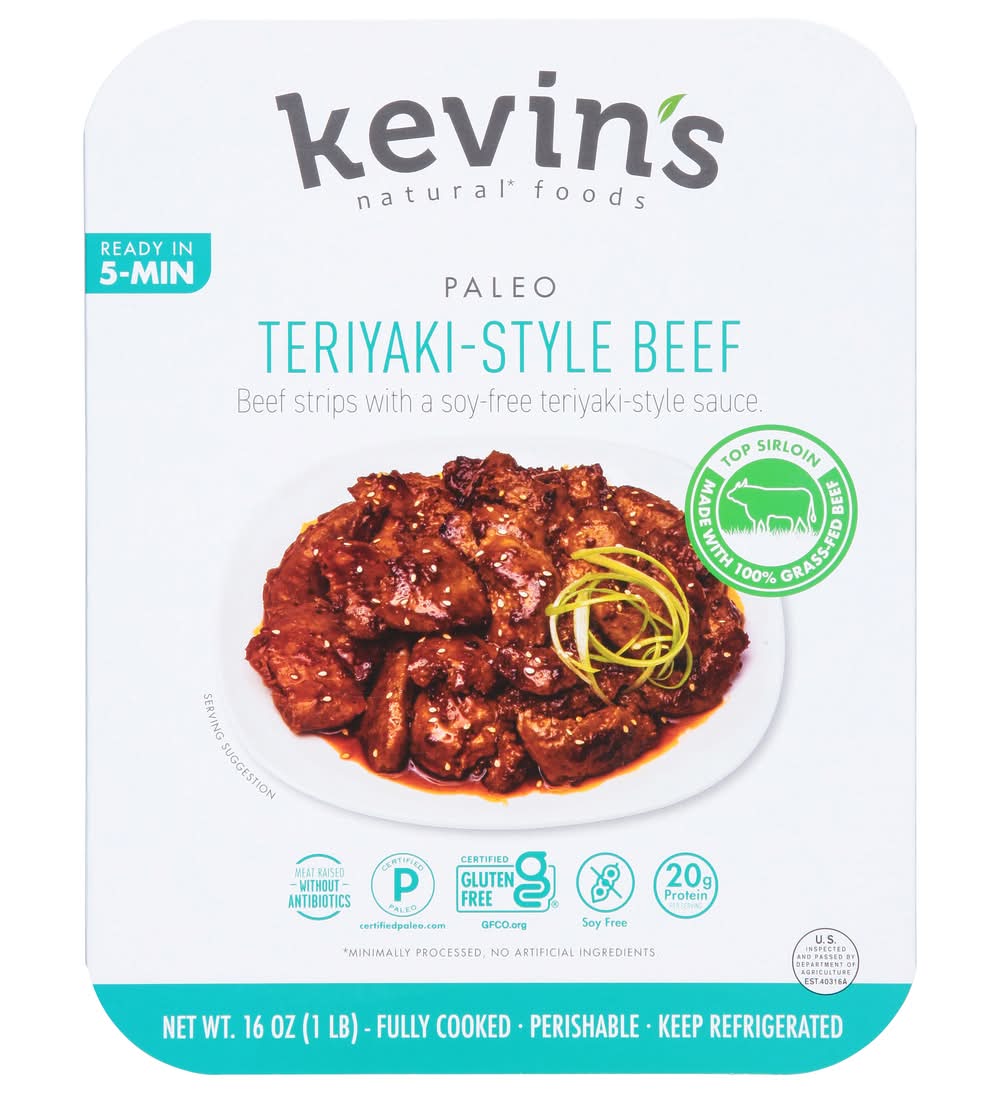 Kevin's Natural Foods Paleo Beef Strips, Teriyaki (16 oz)