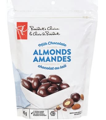 President's choice amandes enrobées de chocolat au lait - milk chocolate covered almonds