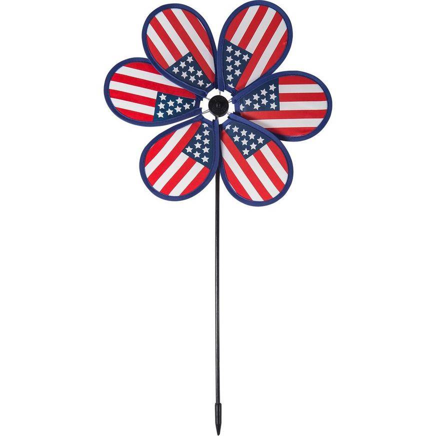 Party City Patriotic American Flag Pinwheel Yard Stake (multicolor)